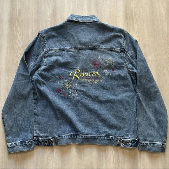Vintage 90s Riviera Casino Las Vegas Denim Trucker Jean Jacket
Mens Medium - Picture 3 of 8